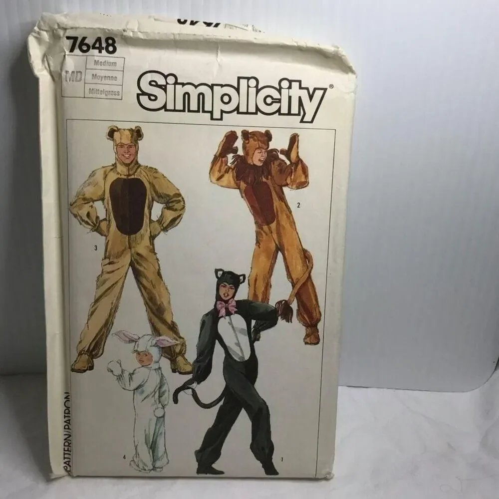 #7648 Simplicity kitten cat lion Costume sewing pattern size M
